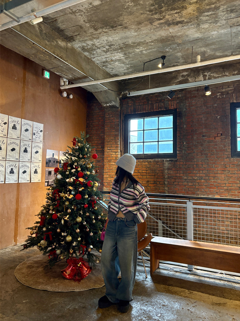 TP22080- 韓國高質感羊駝毛混紡條紋休閒針織外套