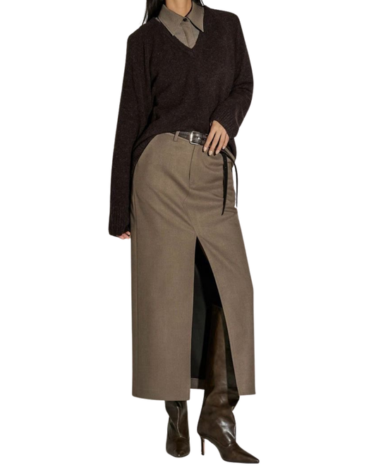 SK21779B- 韓國高腰前開衩長款鉛筆裙