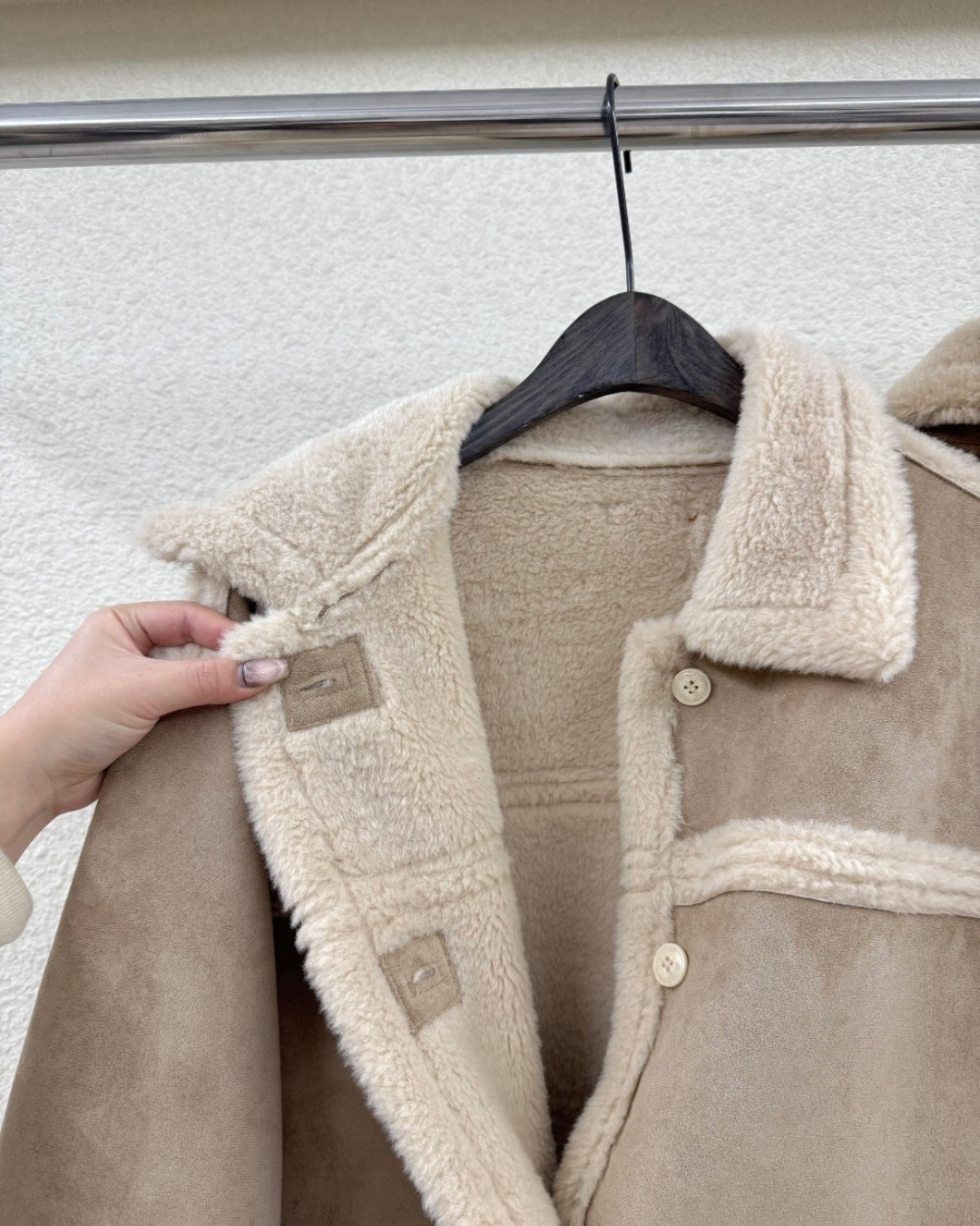 JK22092- 韓國時尚氣質復古羊羔毛中長款外套