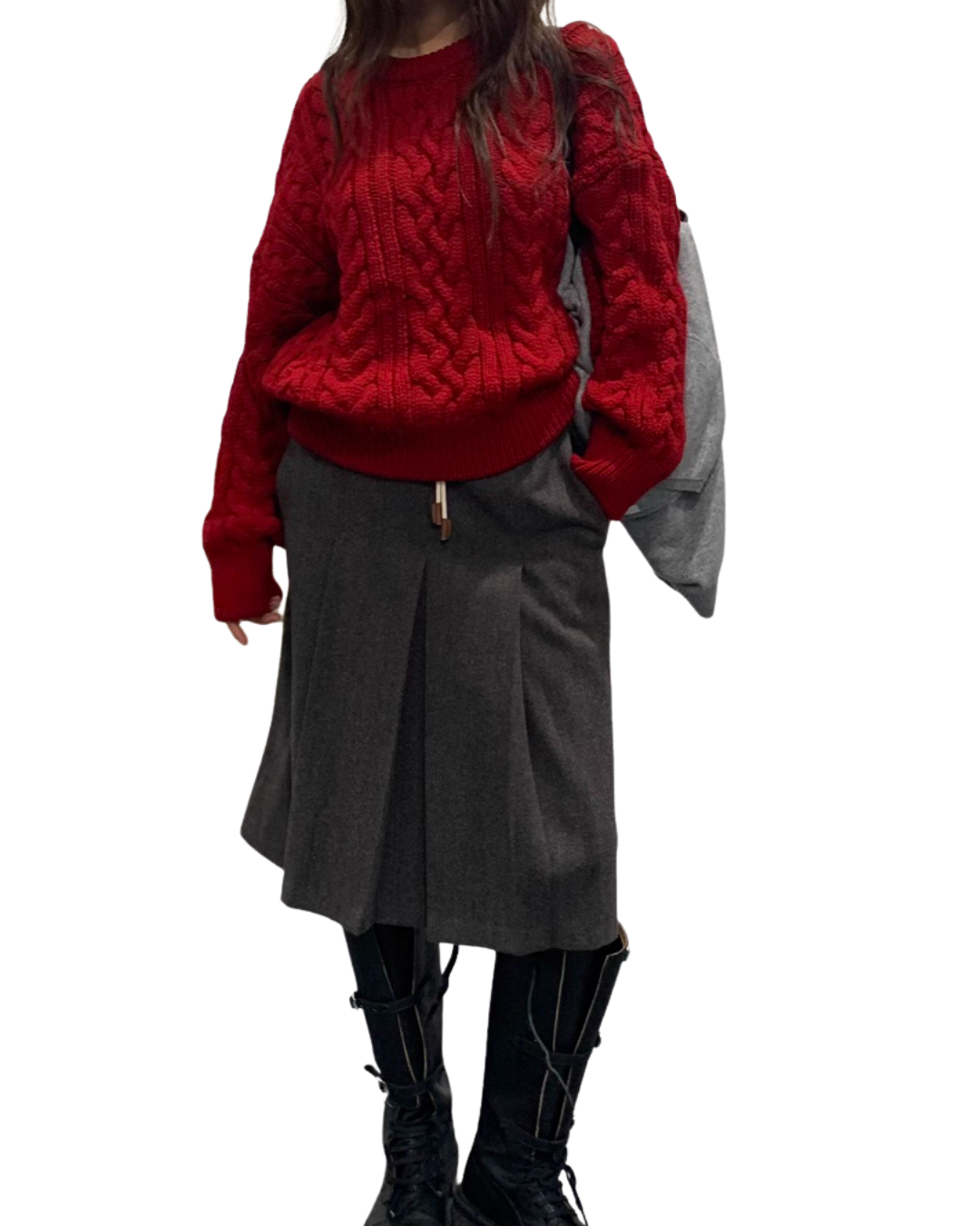 TP22096- 韓國經典麻花紋圓領寬鬆毛衣