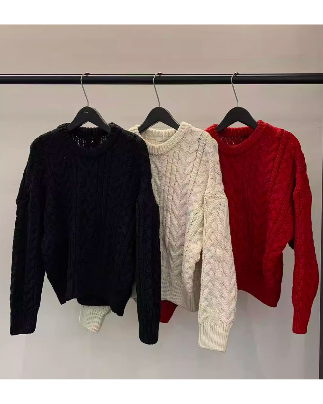 TP22096- 韓國經典麻花紋圓領寬鬆毛衣