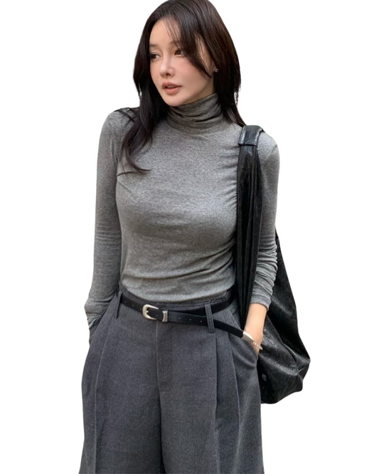 TP21989- 韓國韓國時尚高領天絲羊毛薄打底衫(6色)