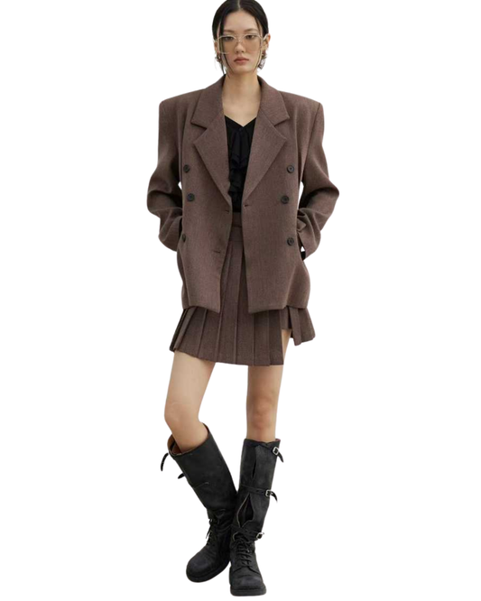 ST22001- 韓國雙排扣氣質百搭通勤西服外套