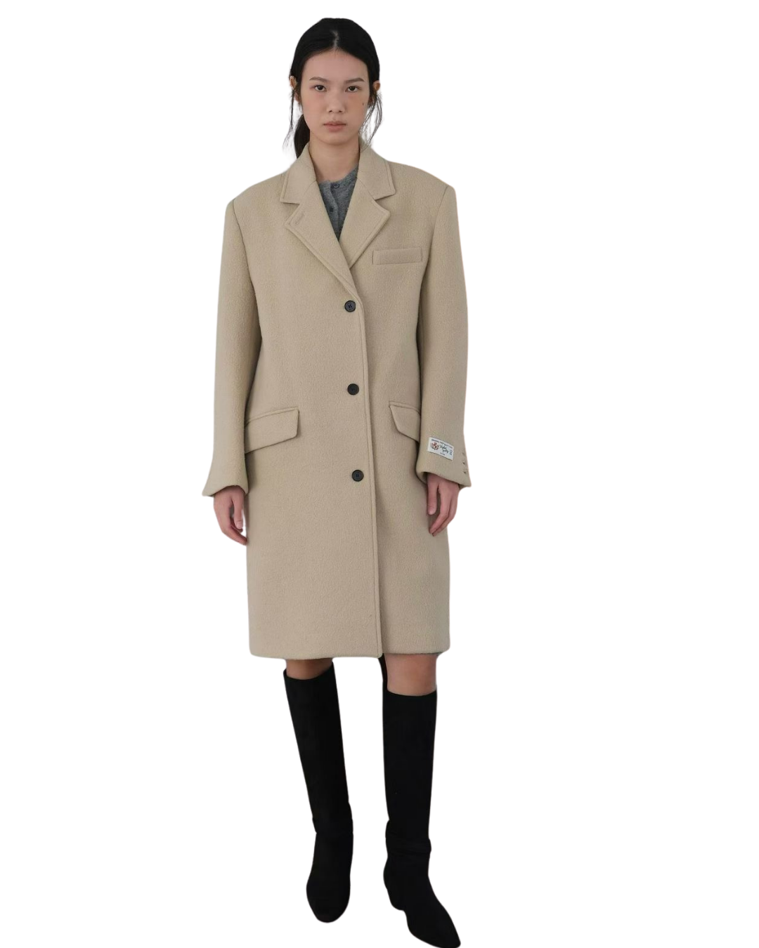 OT22029- 韓國設計師款質感西裝領長大衣