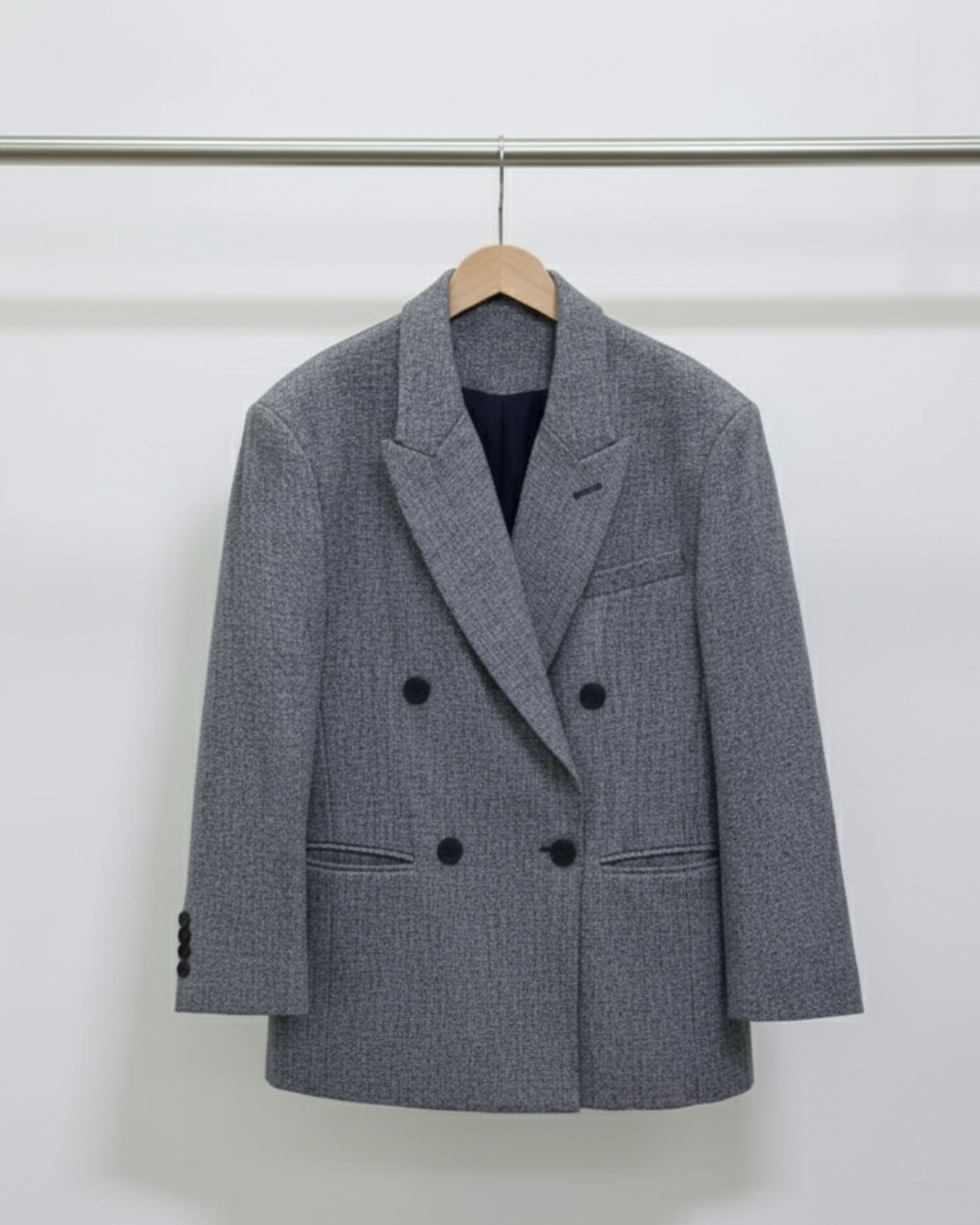 OT11252 - 混仿羊毛經典寬肩輪廓西裝 寬鬆顯瘦厚身西裝外套 (Re-stock)