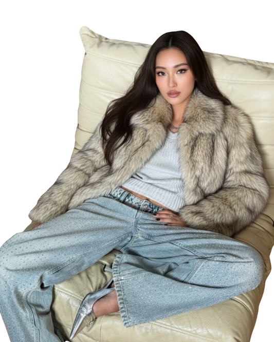 OT22013- 韓國奢華仿皮草短版外套