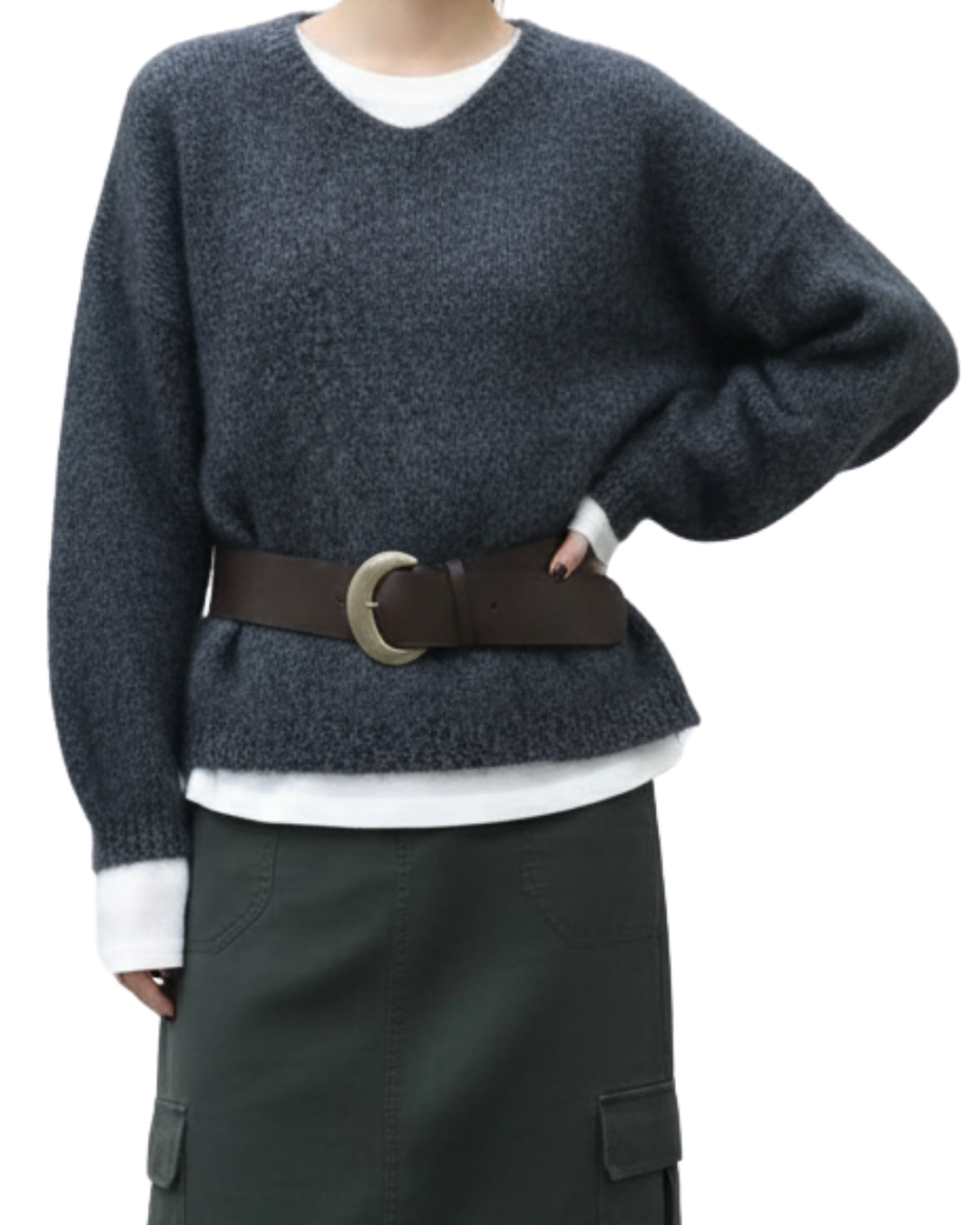 AC22022- 韓國大器優雅麂皮質感寬版金屬釦腰帶