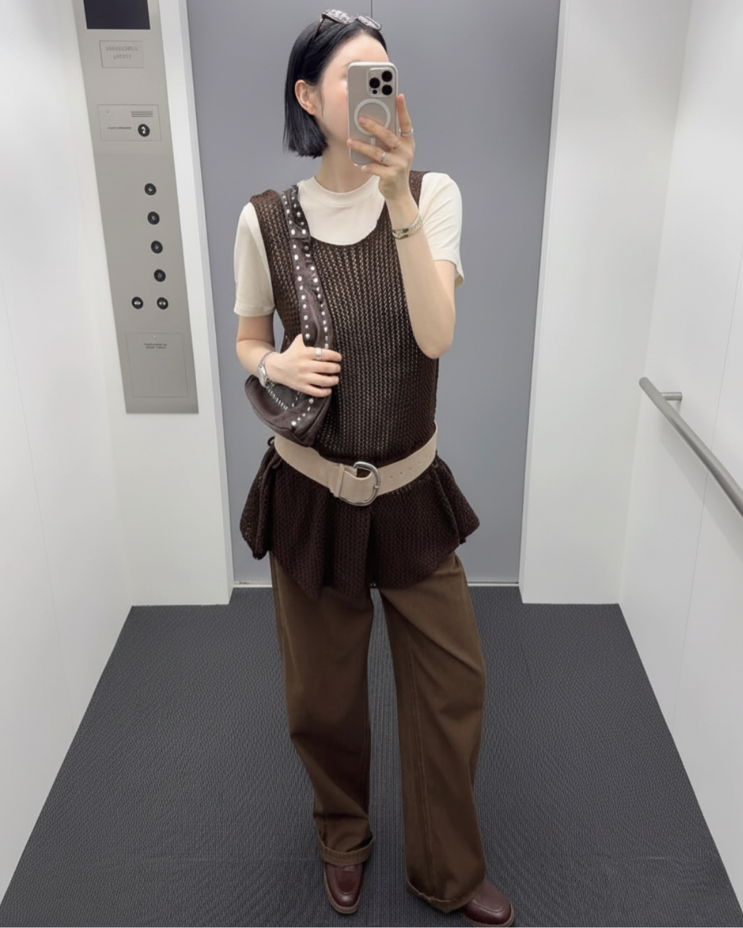 AC22066- 質感麂皮牛皮寬版腰帶皮带