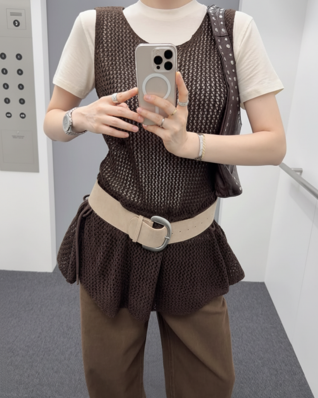 AC22066- 質感麂皮牛皮寬版腰帶皮带