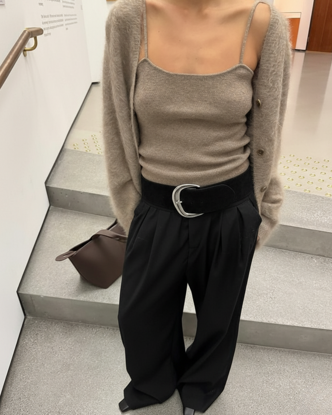 AC22066- 質感麂皮牛皮寬版腰帶皮带