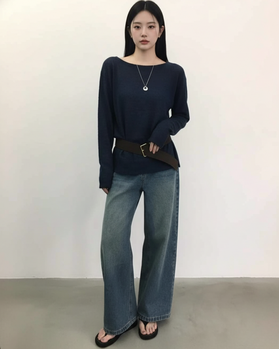 AC22068- 高質麂皮牛皮方釦腰帶皮带