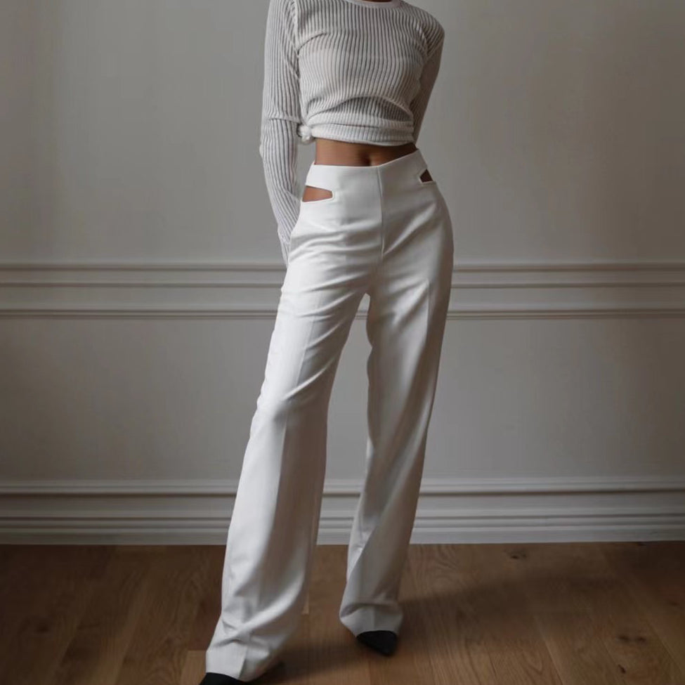 BT11128- High-waisted trousers with waist cut out design