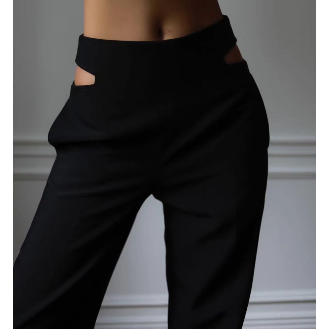 BT11128- High-waisted trousers with waist cut out design