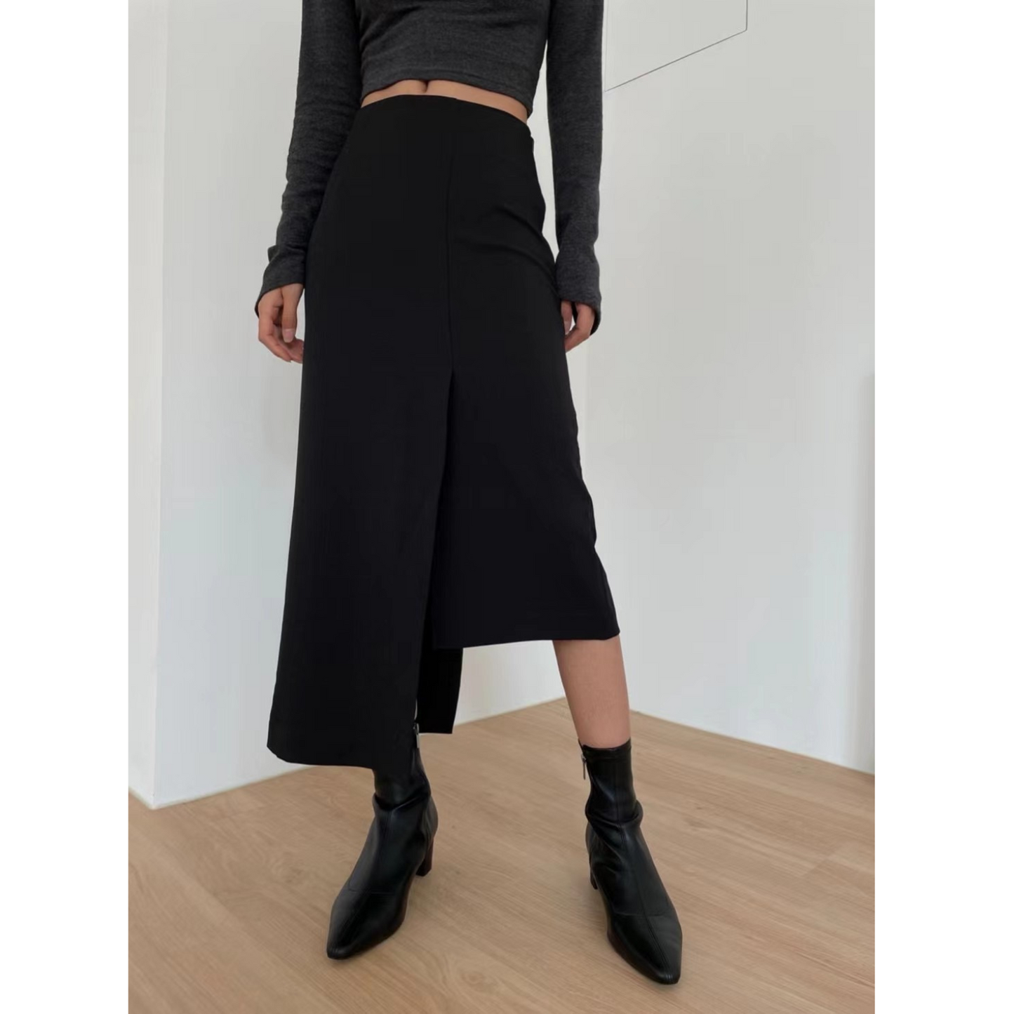 BT11158- Korean irregular slit skirt