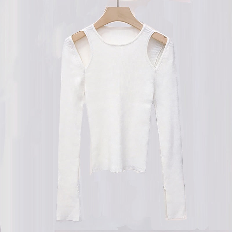 TP11250- Off-shoulder slim fit knitted bottoming top