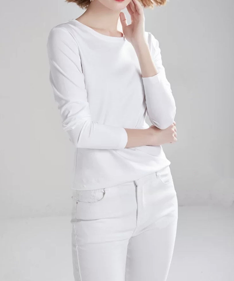 TP11260- Basic cotton round neck long-sleeved bottoming top