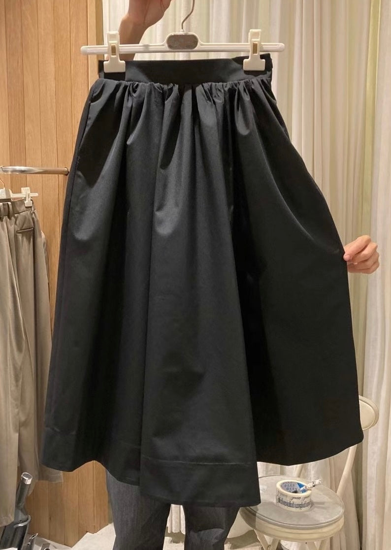 BT11151 - Korean high waist pleated skirt black round skirt