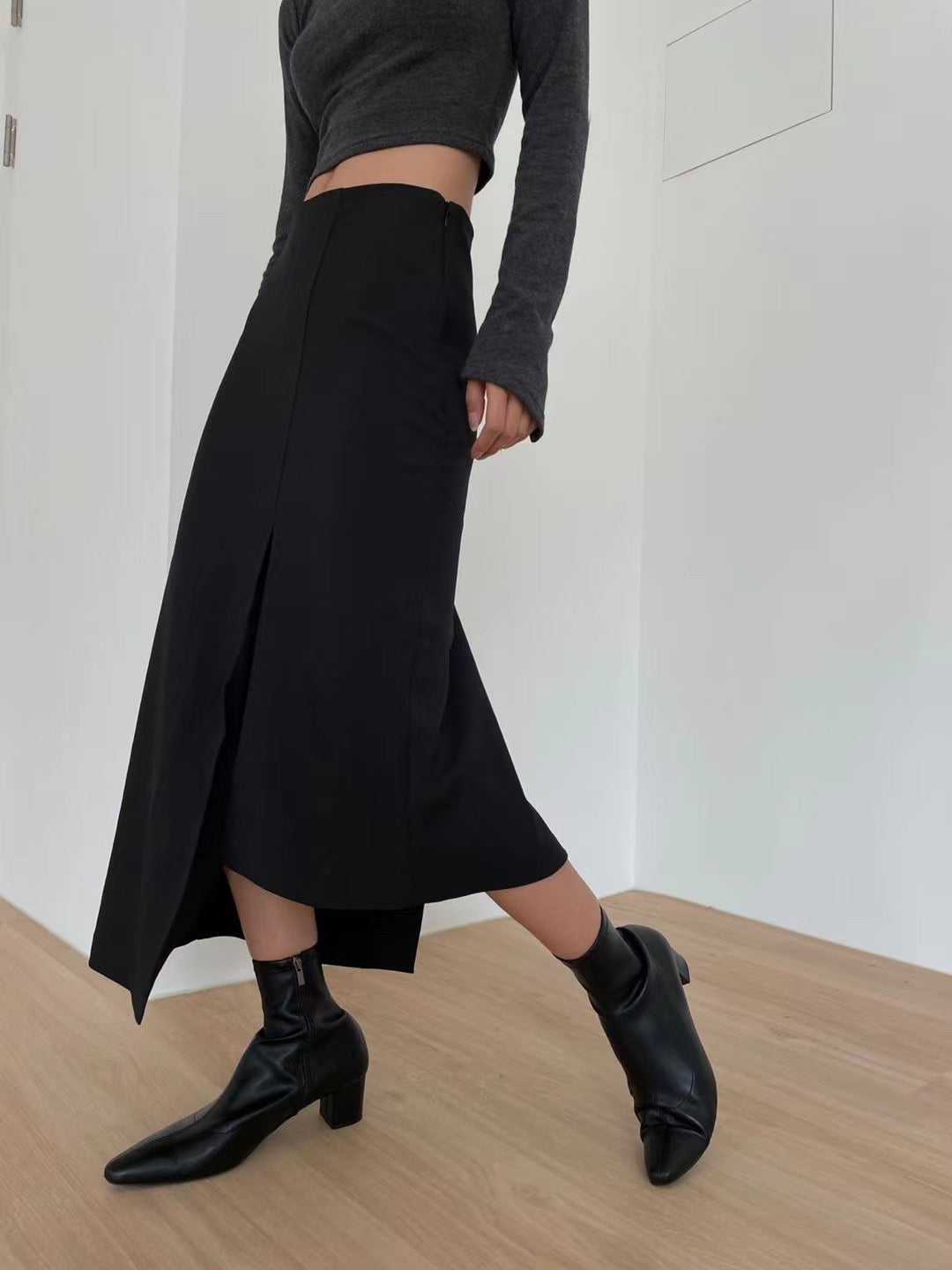 BT11158- Korean irregular slit skirt