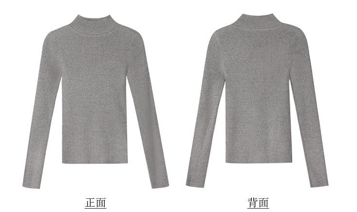 TP11238-Small collar long-sleeved thin knitted bottoming top