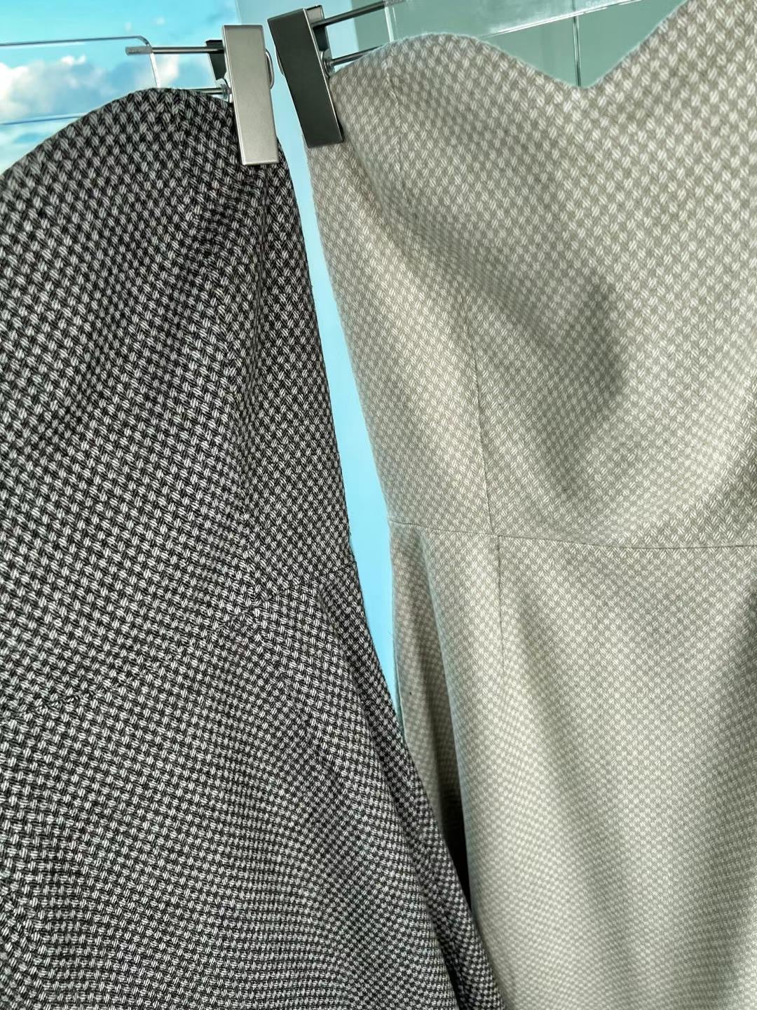 DS11178-韓圍復古優雅心形領羊毛混紡抹胸長裙 (Re-stock)